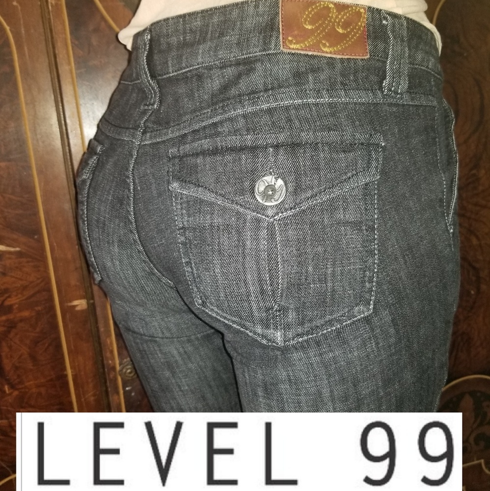 Level 99 low rise flare jeans Size 28 dark denim